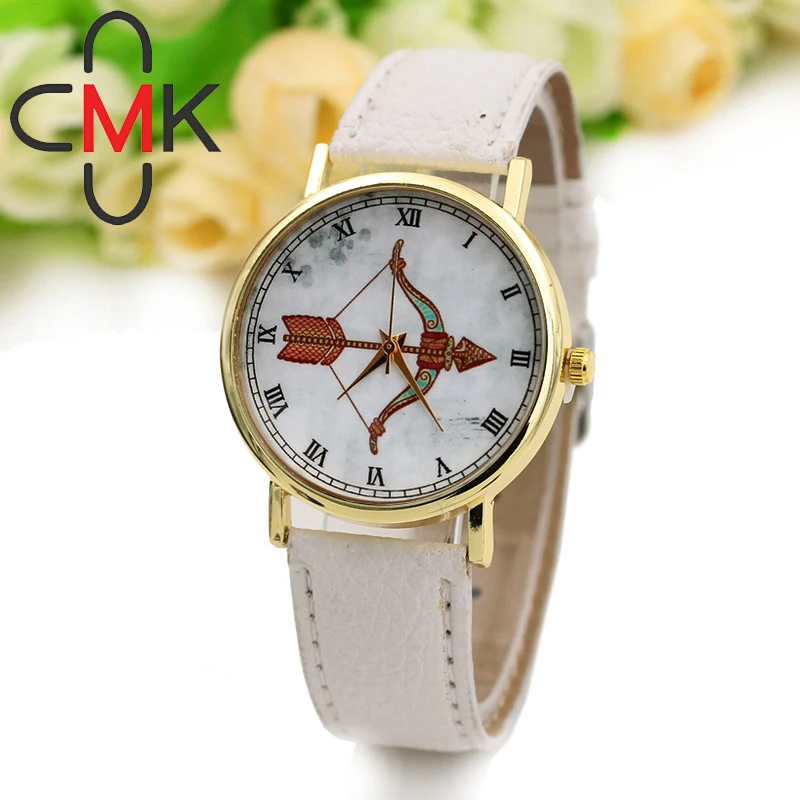 CMK Bow arrow ShooterFashion Casual Quartz Watch Women Rhinestone Leather Strap Relogios Feminino Birthday Christmas gift | Наручные часы