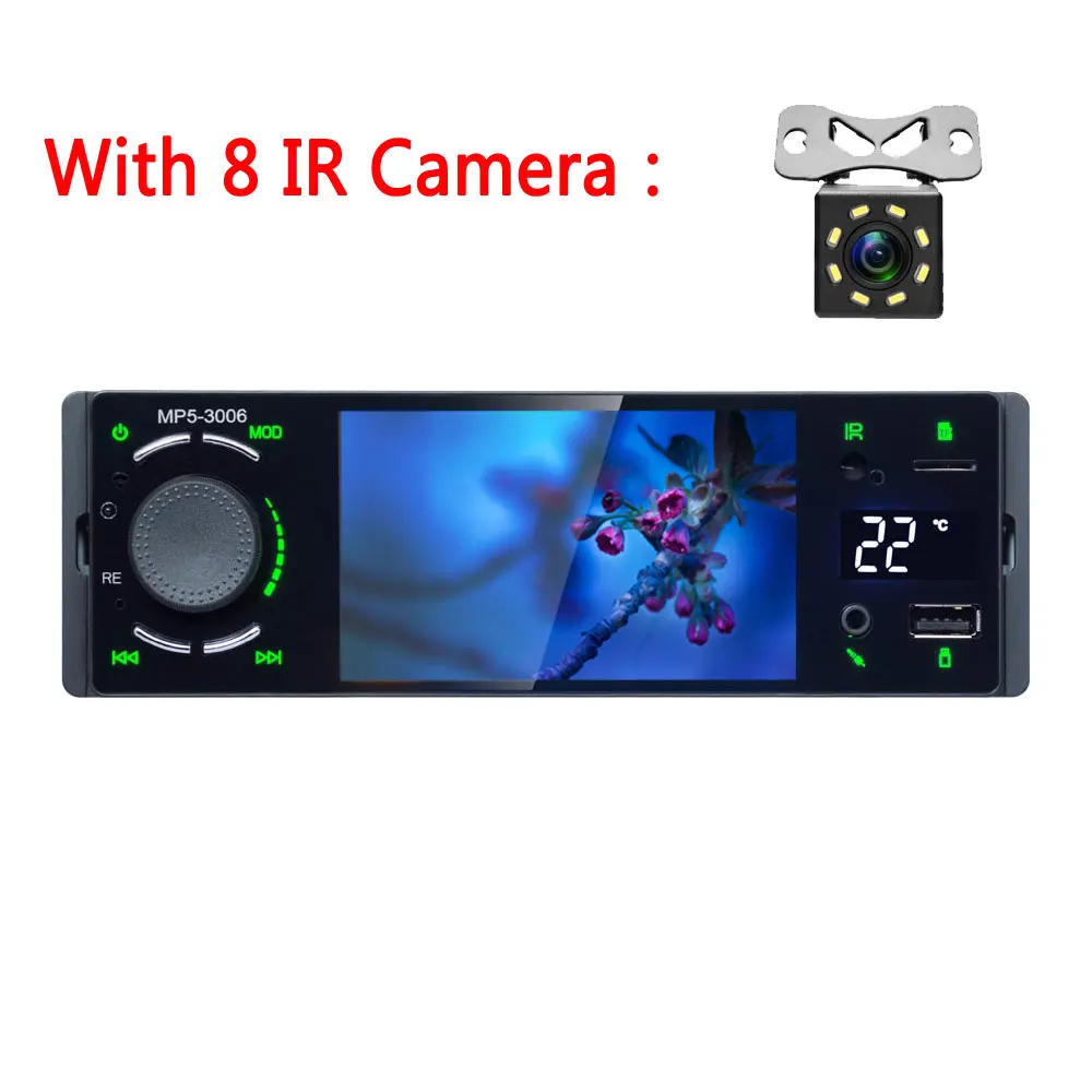 Podofo " Автомагнитола Bluetooth Авторадио 1 Din сенсорный экран стерео аудио видео MP5 USB TF дисплей температуры Handsfree In-dash - Цвет: With 8 IR Camera