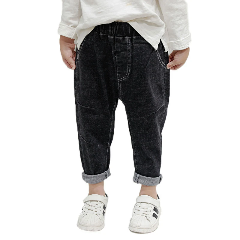 

Children new Boys Jeans Fashion Design Kids Pants Black Plus Velvet Jeans Autumn Winter baby Boy straight Trousers