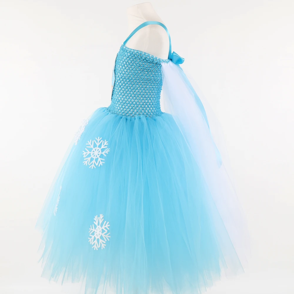 Шикарные платья принцесс Эльзы для девочек, синий костюм Эльзы для костюмированной вечеринки со снежинками, Детский костюм на Хэллоуин новинка, детское платье-пачка для девочек
