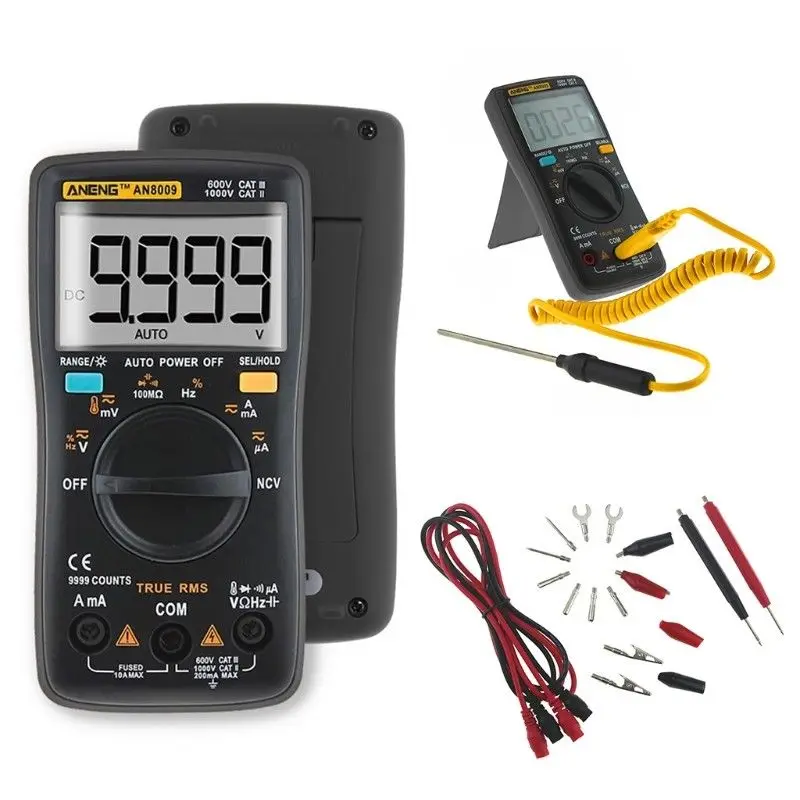 

True-RMS Auto Range Digital Multimeter NCV Ohmmeter AC/DC Voltage Ammeter Current Meter temperature measurement AN8009