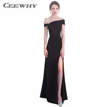 

CEEWHY Side Split Elegant Evening Party Dress for Prom Vestido de Festa Style Dress Black Prom Dresses long Abendkleider