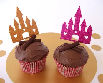 

glitter Princess Castle birthday cupcake topper Bachelorette bridal shower food Picks wedding engagement party cake toppers
