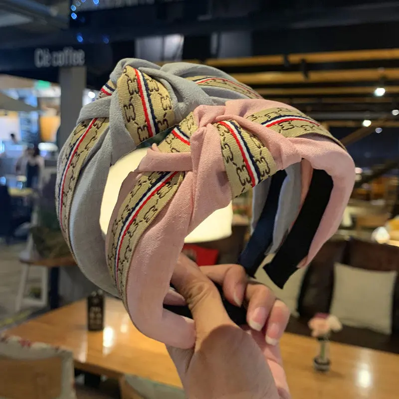 

Newnest Stripe Color Matching Hair Band For Women High Quality Turban Elastic Headband Intermediate Knot Sweet Hair Accessories