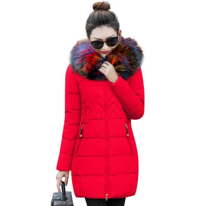 Зимняя женская куртка, новинка, модная Большая Меховая хлопковая стеганая куртка с капюшоном, женская тонкая парка, Женская Стеганая куртка, зимнее пальто для женщин - Цвет: black 4