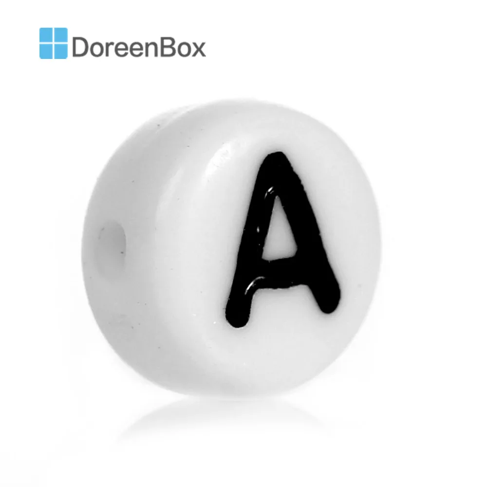 

Doreen Box hot- 500Pcs Acrylic Alphabet/Letter "A" Flat Round Spacer Beads For DIY Jewelry Making 7mm(B08328)