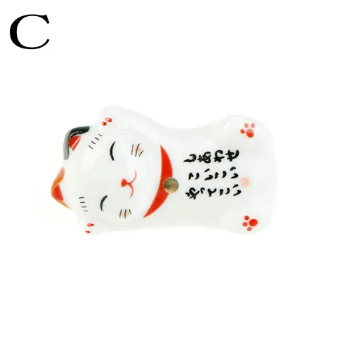 Японские керамические палочки для еды милые мини Lucky cat держатель для палочек - Цвет: C