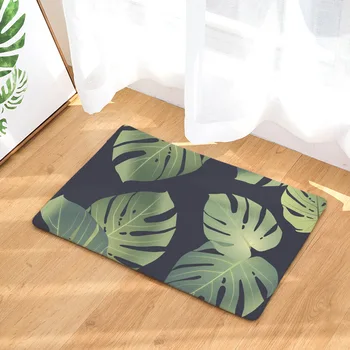 

CAMMITEVER Fresh Tropical Plant Leaves Carpet Non-slip Water Absorption Area Rug Floor Mat Bathroom Kitchen Doormat Home Supply