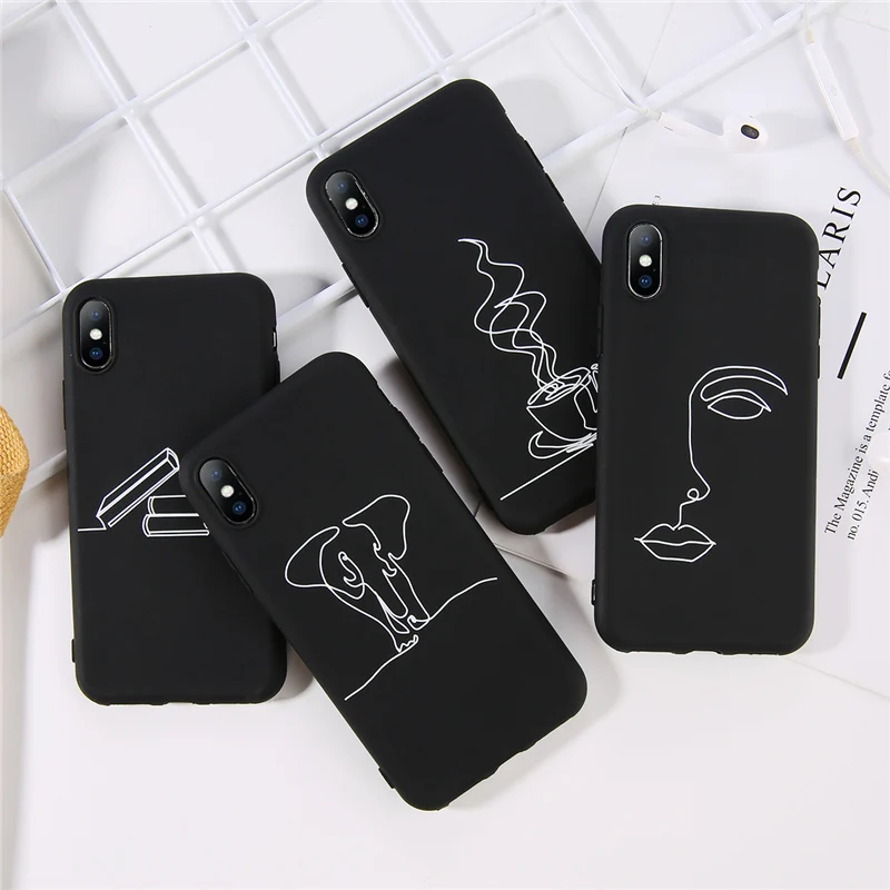 

Ottwn For Apple iPhone 7 8 6 6s Plus 5 5s SE Cases Capa Soft Silicone For iPhone X XR XS Coque Creative Line Pattern Phone Case