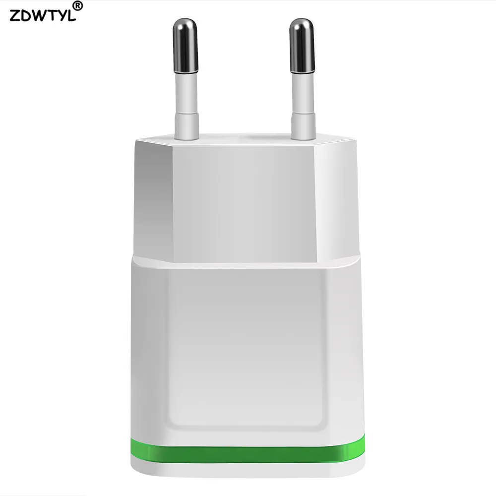 ЕС Plug 2 Порты светодиодный свет USB Зарядное устройство 5 В 2A сетевой адаптер