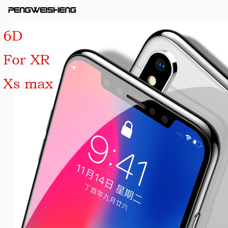 6D полное покрытие закаленное стекло пленка для iPhone XR Xs Max полный изогнутый экран