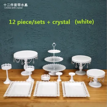 

DHL Set of 12 pieces gold cake stand wedding cupcake stand set crystal candy bar decoration cake tools bakeware set