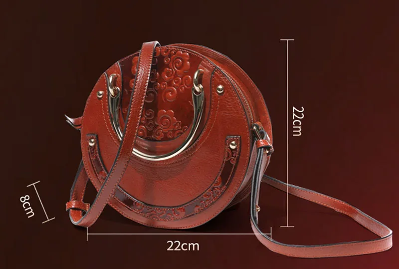 Handtaschen Crossbody a Handtasche Runde Tasche B Weiblichen Echtem Promi Leder Vintage Frauen Damen Schulter Taschen Top c Griff Messenger BwwUPA6Rfq