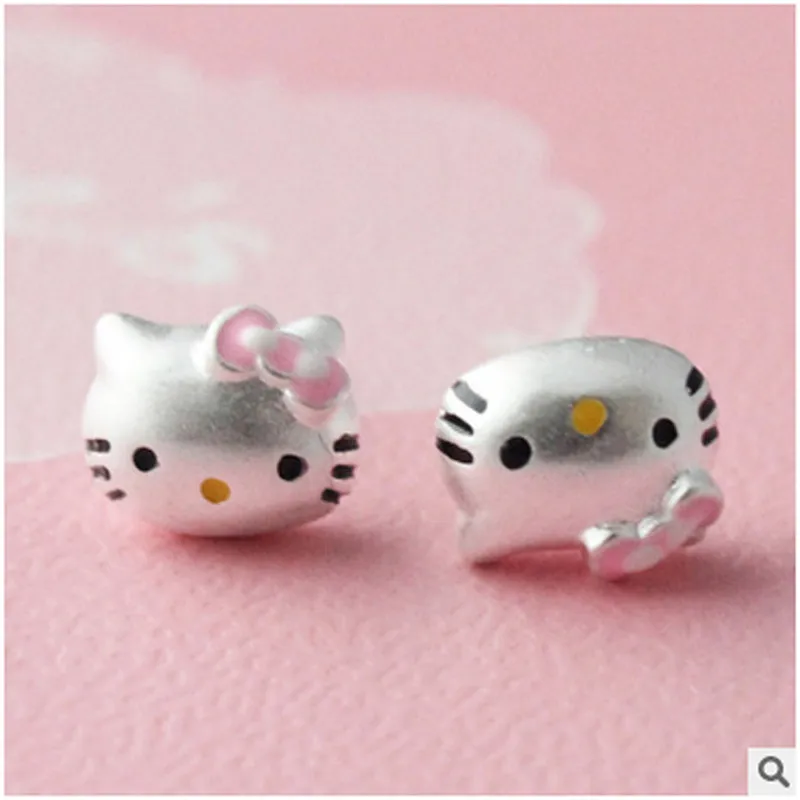 925 серебряные серьги-гвоздики с милым котом для женщин, модные простые ювелирные изделия, подарок для девочек