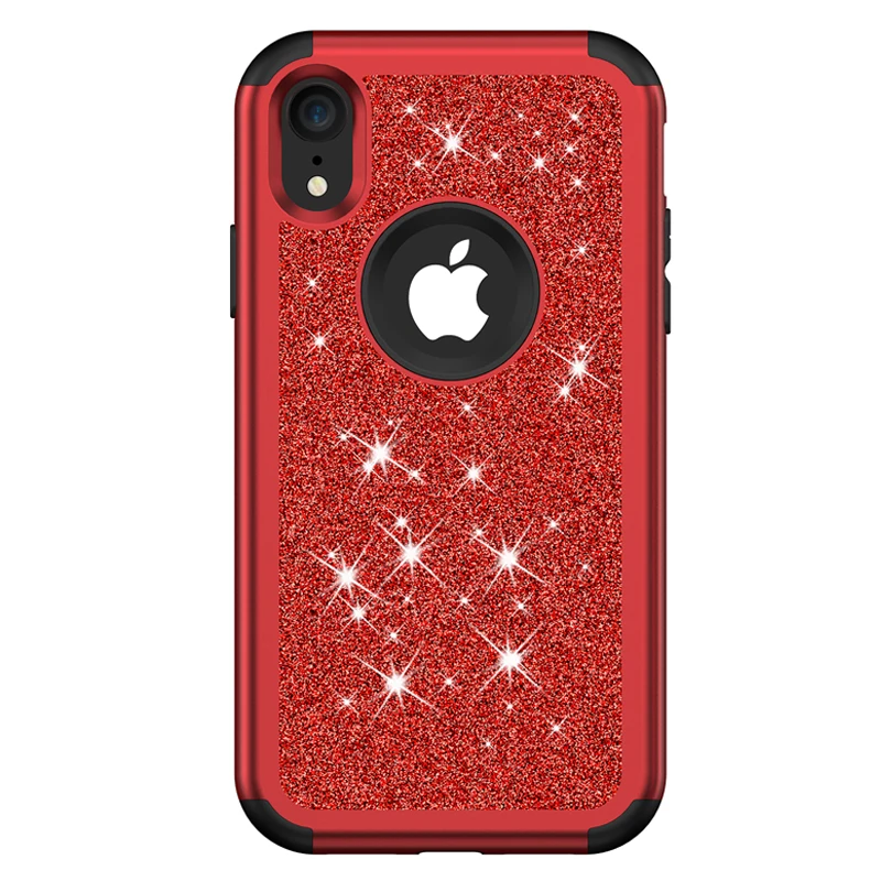 Противоударный защитный чехол для iPhone XR Xs Max 8, роскошный блестящий чехол, мягкий силиконовый гибридный защитный чехол для iPhone 5 6 - Цвет: Red Black
