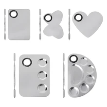 Нержавеющая сталь палитра краски лоток смешивания стержень шпатель набор для ногтевого искусства питания школьные принадлежности акварельные масляные краски ing макияж