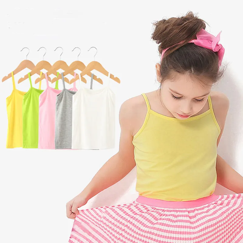 Cotton Girls Vest Colored Kids Camisole Children Tops Summer Baby Singlet Girls Undershirts Teenager Tank Cotton Girls Vest Colored Kids Camisole Children Tops Summer Baby Singlet Girls Undershirts Teenager Tank
