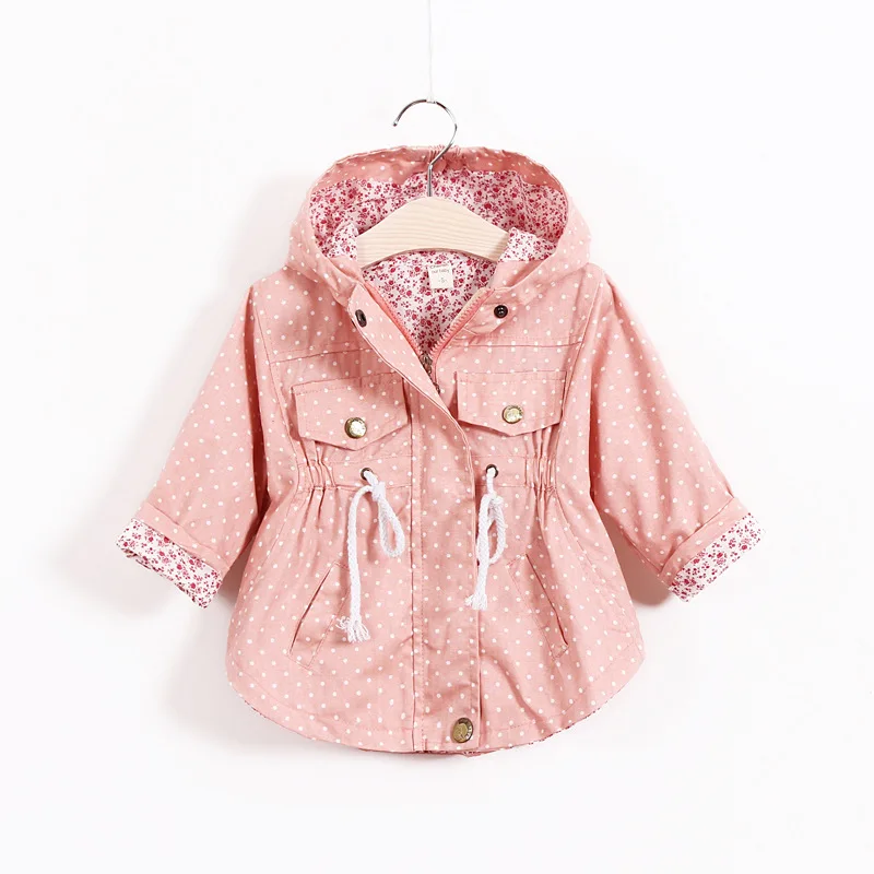 

2-6T Spring Jacket Girls Kid Cotton Baby Girls Jacket Polka Dot Print Bat Girls Outerwear & Coats Trench Girls Hoodies Jackets