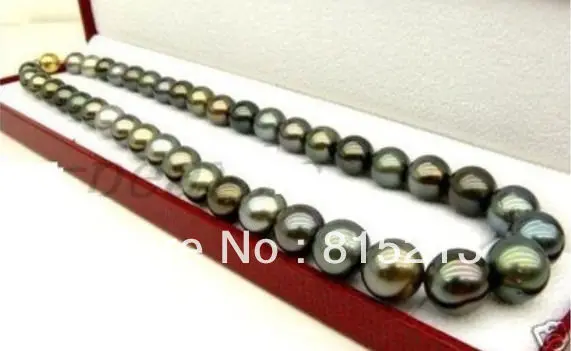 

FREE SHIPPING N1657 18"10-12MM NATURAL TAHITIAN MULTIC BLACK PEARL NECKLACE