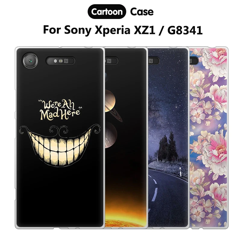 

JURCHEN Coque For Sony Xperia XZ1 G8342 Case Cover Cute Cartoon Print Phone Case For Sony Xperia XZ1 Case G8341 Silicone Soft