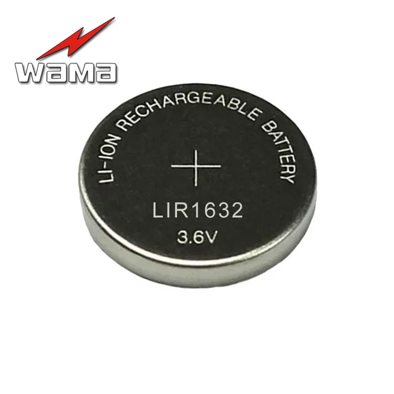 10pcs/lot LIR1632 Rechargeable Button Cell Coin Batteries 3.6V Lithium