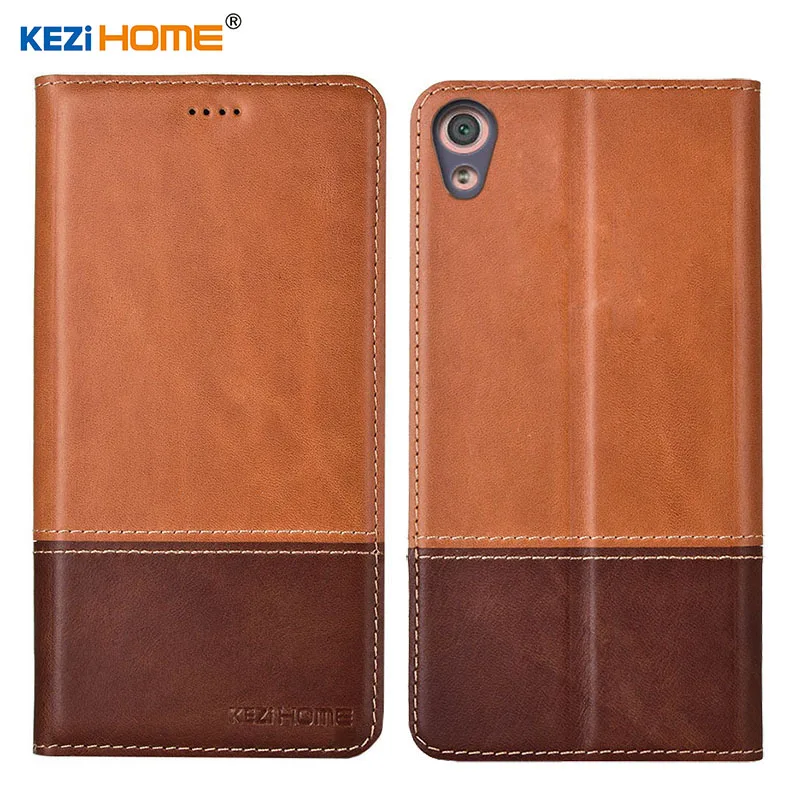 

Case for Sony Xperia XA1 / XA1 Plus KEZiHOME Double Colors Genuine Leather Flip wallet Cover for Sony XA1 Ultra Phone cases