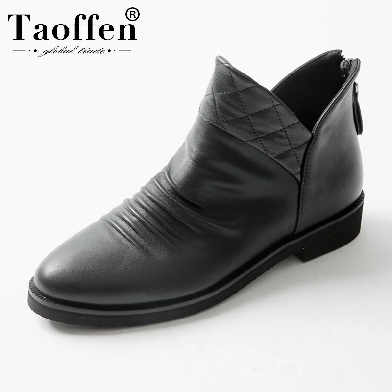 

Taoffen Fashion Autum Flat Boots Zipper Ankle Shoes Vintage Casual Shoes Brand Design Retro Handmade Women Boots Size 34-39