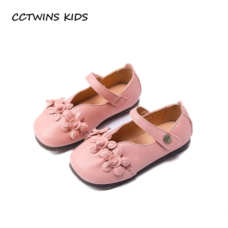 

CCTWINS KIDS 2018 Spring Children Flower Party Shoe Baby Girl Brand Pu Leather Mary Jane Toddler Fashion Pink Flat G1652