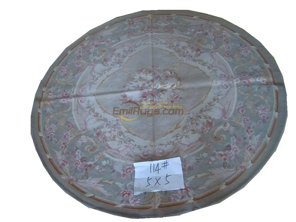 

Round Rug Handmade Carpet Home Decoration Carpet Aubusson Carpet Natural Sheep Wool