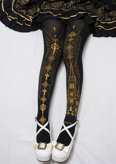 Church Printed Stockings, Pantyhose Lolita Print