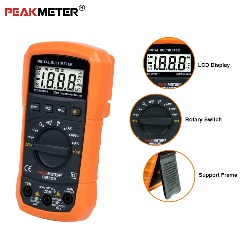 PM8233D AC/DC метр амперметр вольтметр конденсатор Омметр тестер ЖК подсветка