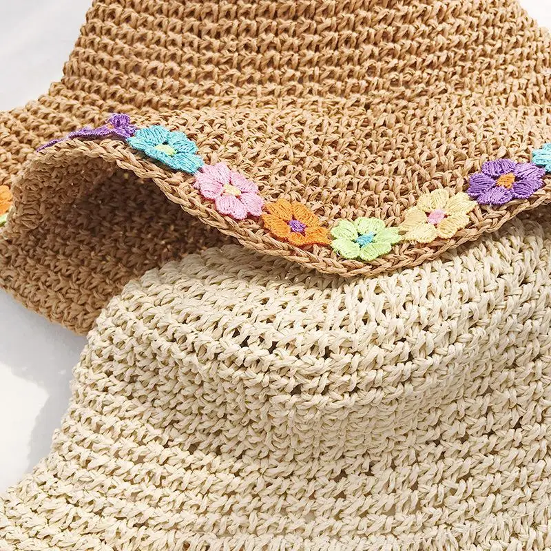 Мода красочные цветы женская соломенная шляпа женская летняя Солнцезащитная Панама Boater Floppy Кепка с покрывалом женская пляжная шляпа