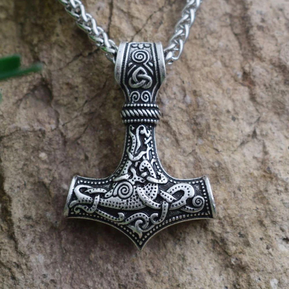 SanLan подвеска с символикой викингов Thors Молот Мьёльнир Necklace Руна Amulet No|Ожерелья