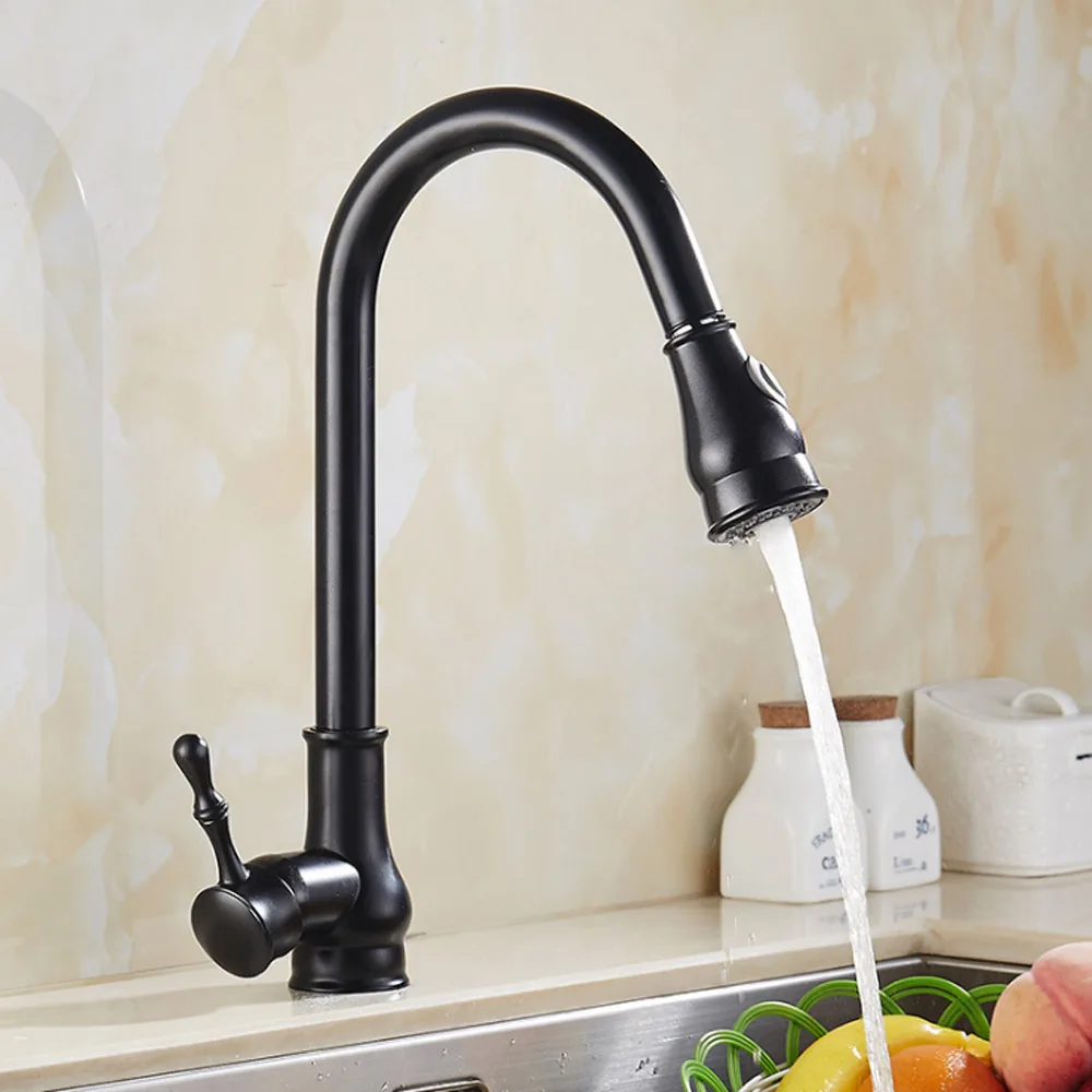BAOLINLONG New Styling Brass Kitchen Faucets Cozinha Swivel Spout Kitchen Sink Pull Out Brass Faucet Tap