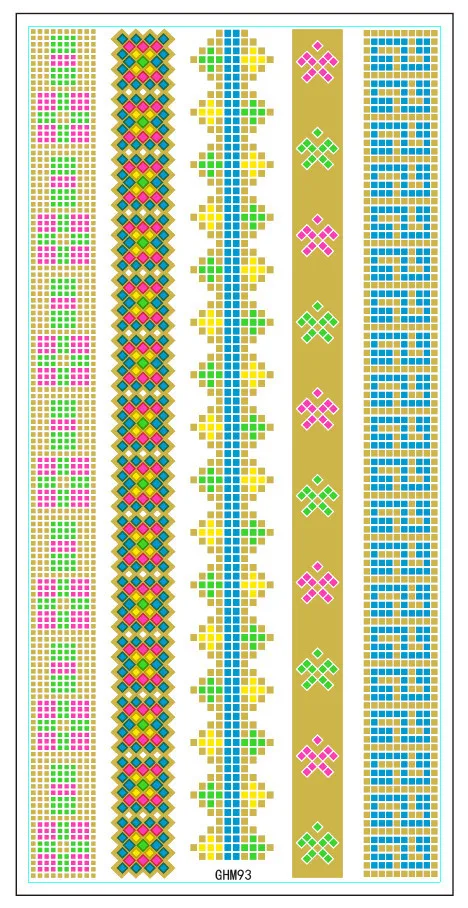 

1sheet Geometric Colorful Tattoo Chain Blue Green Yellow Red Beach Temporary Tattoo Sticker tatuagem