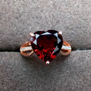 

Fidelity Natural 10mm Mozambique garnet Rings s925 sterling silver heart fine Jewelry for women wedding Natural red gemstone