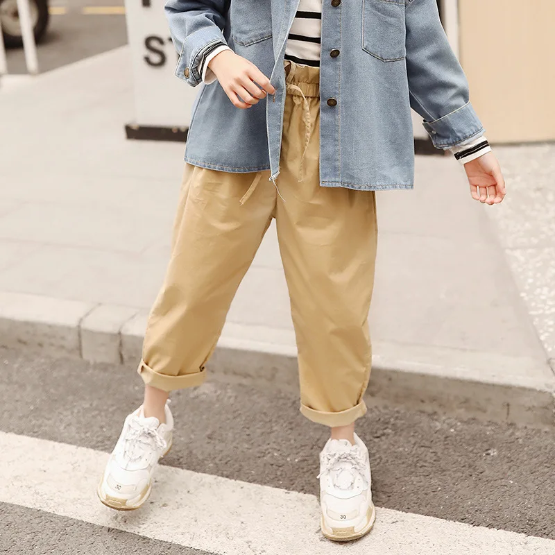 

2019 Girls Pants Spring Casual Long Trousers School Costume Children Clothes Loose Kids Pants Toddler Girl Clothing 8 9 11 12 13