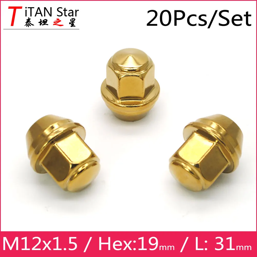 20 шт. Hex19mm M12 x 1.5 КОЛЕСО гайки золотой для Лига abrir рода Para Fiesta Ford Focus turnier KA mondeo C-MAX Kuga Сонда