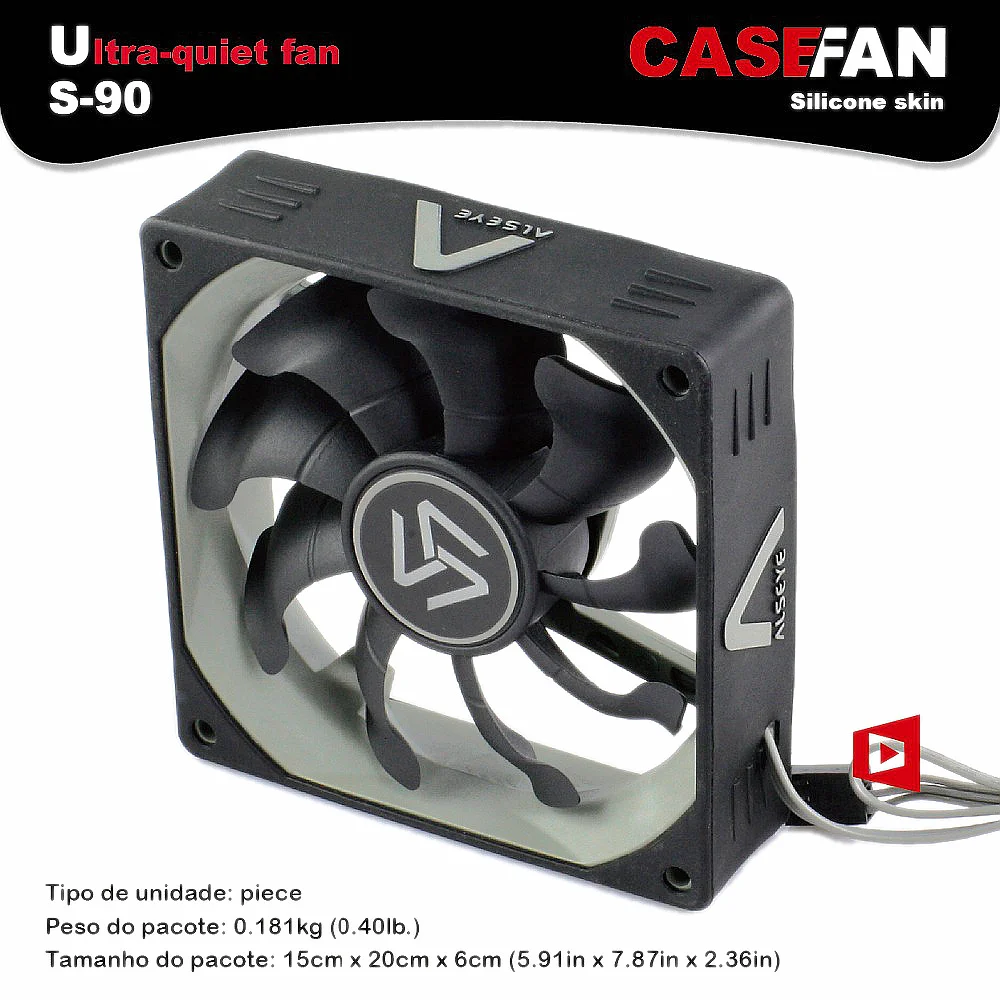 ALSEYE 90mm Computer Fan Cooler Black Silent DC 12v 3pin 1500RPM