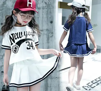 

Children's Dress Girls Suit 2019 New Kids Korean Edition College Style Two Kids Knitted Short Skirt Suit