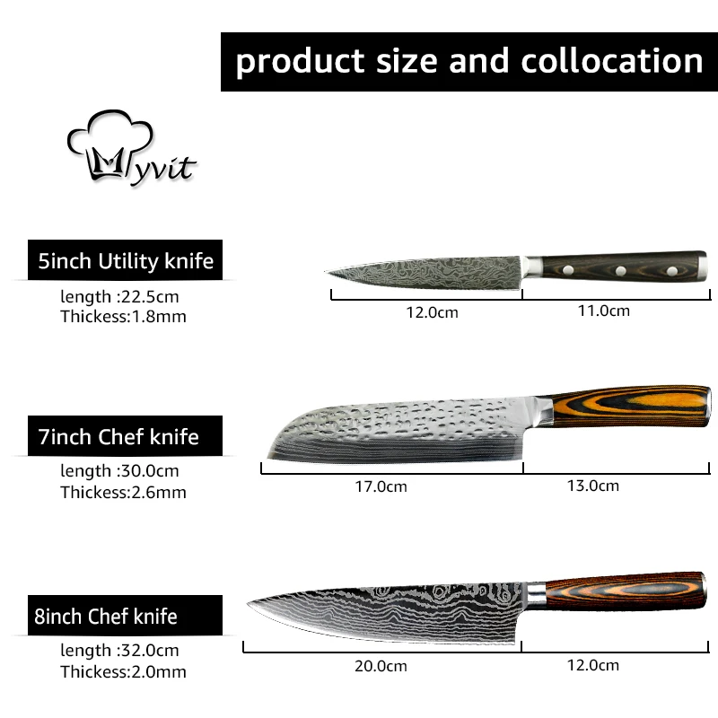 Chef Knife Imitation Damascus steel 7CR17 440C Santoku kitchen Knife Sharp Cleaver Slicing Knife Gift Knife High quality