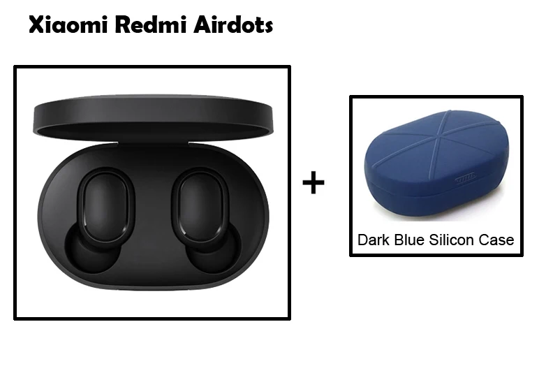 Быстрая Xiaomi Redmi Airdots TWS Bluetooth 5,0 беспроводные Bluetooth наушники стерео бас наушники - Цвет: Add darkblue case