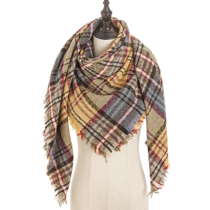 new designer brand women cashmere scarf triangle winter scarves lady shawls and wraps knit blanket neck striped foulard - Цвет: E39