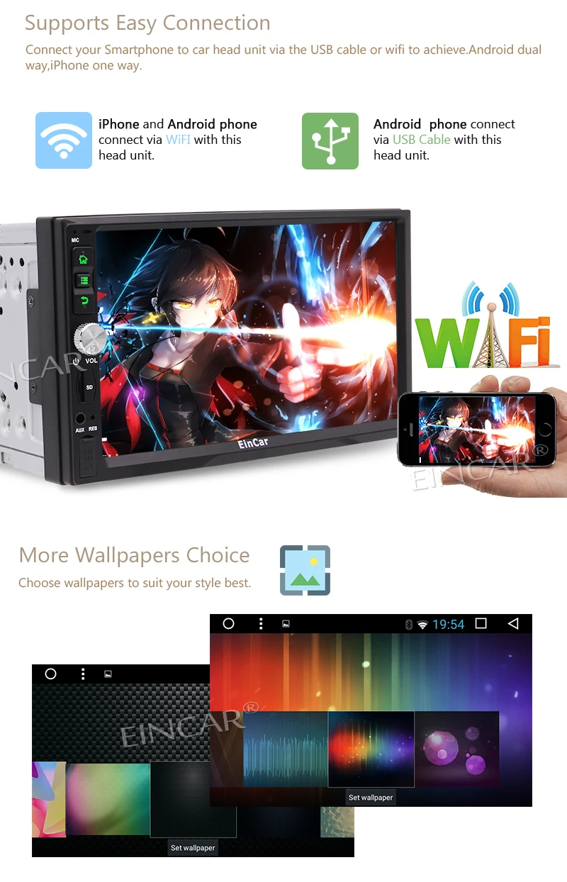 Discount Eincar HD 7"Android 6.0 Car Radio 2Din Stereo Touchscreen GPS Head Unit Support External Microphone Wifi 4G Autoradio RDS/SD/USB 7