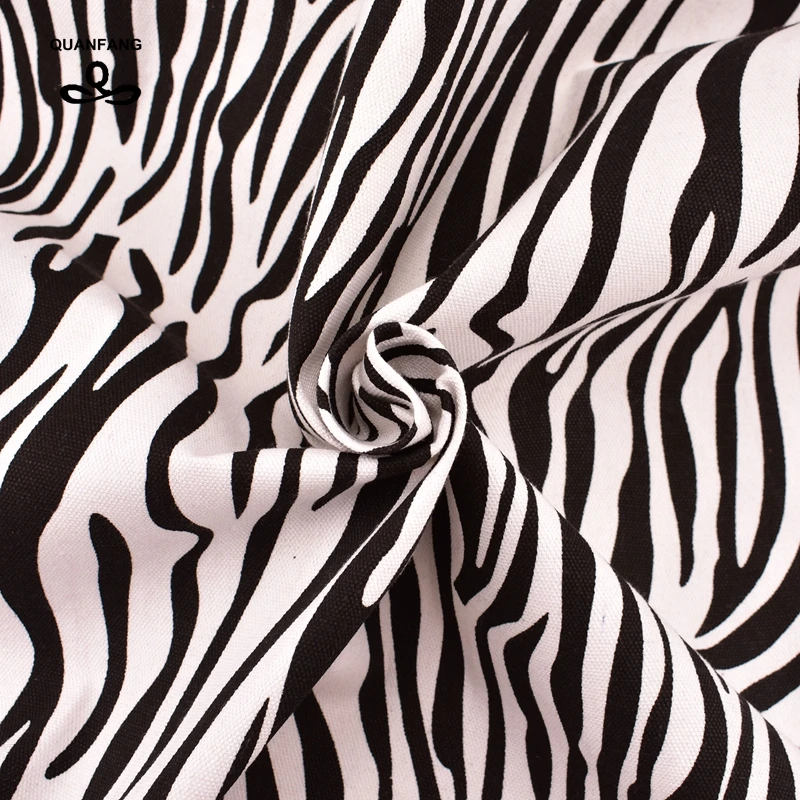 Новая холщовая ткань QUANFANG с текстурой черной зебры для дивана рубашка сумка
