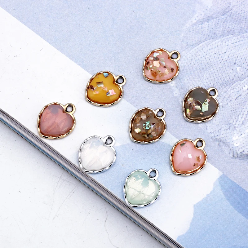 

5pcs Trendy Heart-Shaped Resin Earrings Eardrop Findings Diy Women Charm Necklace Bracelets Pendant Jewelry Accessories F390