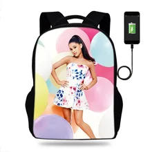 Singer Ariana Grande USB Port school bags large backpack for teenagers bagpack high school backpack for Girls student travel bag diomo school bag stripes canvas backpack schoolbags stylish students school backpack for girls travel bags usb charging port