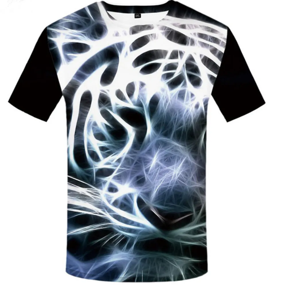 

Tiger T-shirt Animal Clothes Short Sleeve Shirt Mens Clothing 3d Loose big yards T Shirt Men 2019 Summer Funny T Shirts Fashion