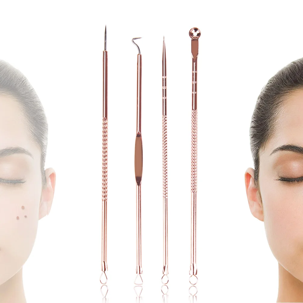 

OSHIONER 4pcs/set Blackhead Acne Pimple Blemish Extractor Needle Stainless Steel Blackhead Remover Tool for Face Skin Care
