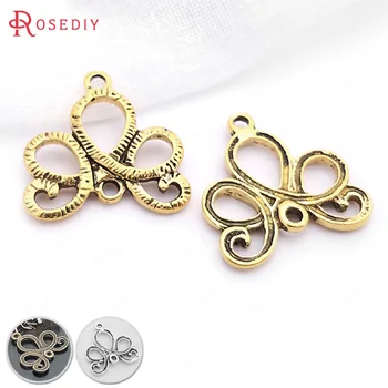 

(30452)30PCS 21x21MM Antique Gold Color Zinc Alloy Earrings Connector Charms Diy Jewelry Findings Accessories Wholesale
